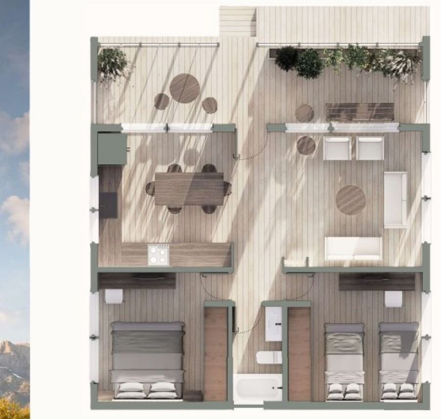 Casa bioclimática 65m² — planta